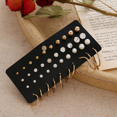 Vintage Pearl Twist Big Circle Earrings Set for Women Fashion Geometric Imitation Pearl Crystal Earrings Jewelry