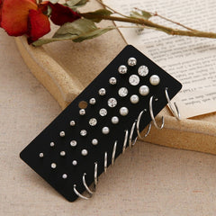 Vintage Pearl Twist Big Circle Earrings Set for Women Fashion Geometric Imitation Pearl Crystal Earrings Jewelry