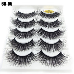 5 Pairs 6D Faux Mink Hair False Eyelashes Natural Long Wispies Lashes Handmade Cruelty-free Criss-cross Eyelashes Makeup Tools