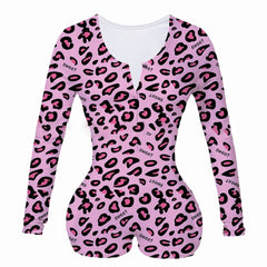 Sexy Women Bodysuit Long Sleeve Deep V Neck Bodycon Stretch Leotard Crop Top Button Short Romper Pajamas Women Jumpsuit Overalls