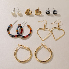 Vintage Pearl Twist Big Circle Earrings Set for Women Fashion Geometric Imitation Pearl Crystal Earrings Jewelry