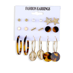 Vintage Pearl Twist Big Circle Earrings Set for Women Fashion Geometric Imitation Pearl Crystal Earrings Jewelry