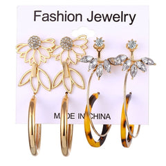 Vintage Pearl Twist Big Circle Earrings Set for Women Fashion Geometric Imitation Pearl Crystal Earrings Jewelry