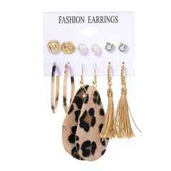 Vintage Pearl Twist Big Circle Earrings Set for Women Fashion Geometric Imitation Pearl Crystal Earrings Jewelry