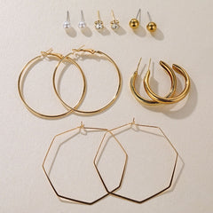 Vintage Pearl Twist Big Circle Earrings Set for Women Fashion Geometric Imitation Pearl Crystal Earrings Jewelry