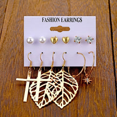 Vintage Pearl Twist Big Circle Earrings Set for Women Fashion Geometric Imitation Pearl Crystal Earrings Jewelry